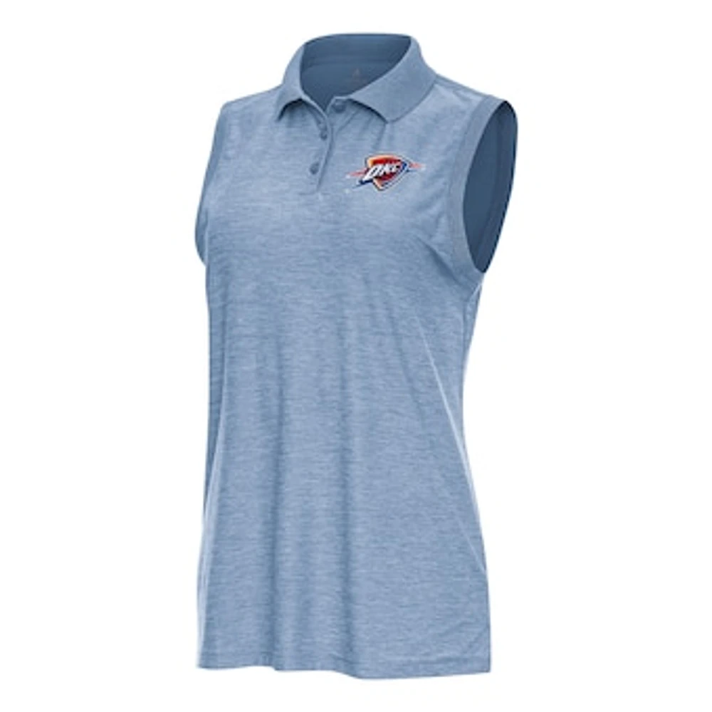 Women's Antigua Heather Light Blue Oklahoma City Thunder Recap Sleeveless Polo