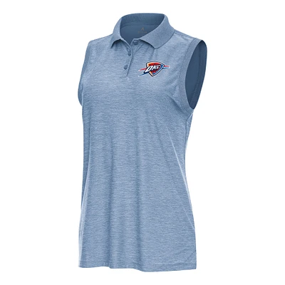 Women's Antigua Heather Light Blue Oklahoma City Thunder Recap Sleeveless Polo