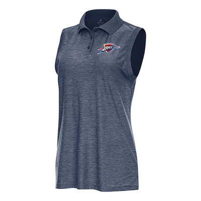 Women's Antigua Heather Navy Oklahoma City Thunder Recap Sleeveless Polo