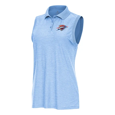 Women's Antigua Heather Powder Blue Oklahoma City Thunder Recap Sleeveless Polo