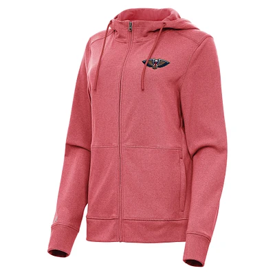 Women's Antigua Heather Red New Orleans Pelicans Seeker Full-Zip Hoodie Jacket