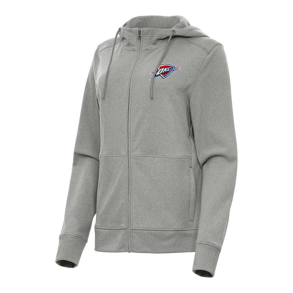 Women's Antigua Heather Oklahoma City Thunder Seeker Full-Zip Hoodie Jacket