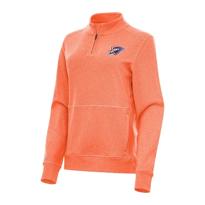 Women's Antigua Heather Oklahoma City Thunder Crush Quarter-Zip Fleece Sweatshirt