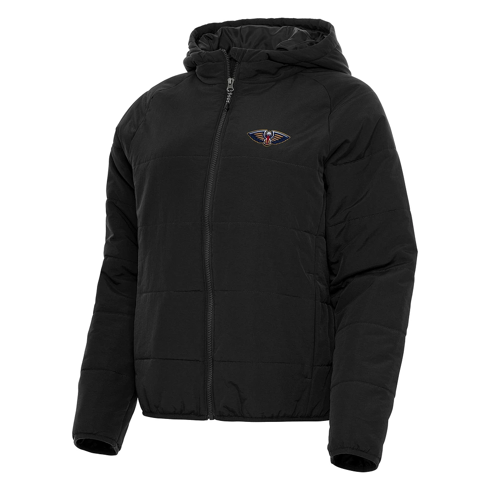 Women's Antigua Black New Orleans Pelicans Universe Full-Zip Puffer Jacket