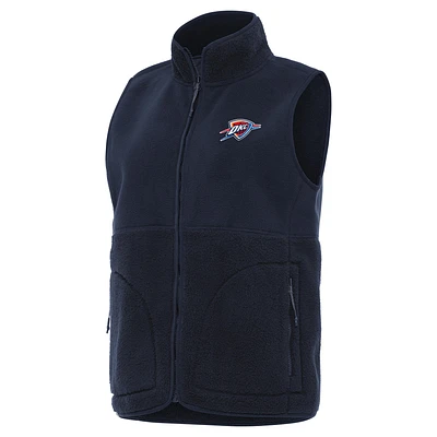 Women's Antigua Navy Oklahoma City Thunder Nostalgic Full-Zip Vest