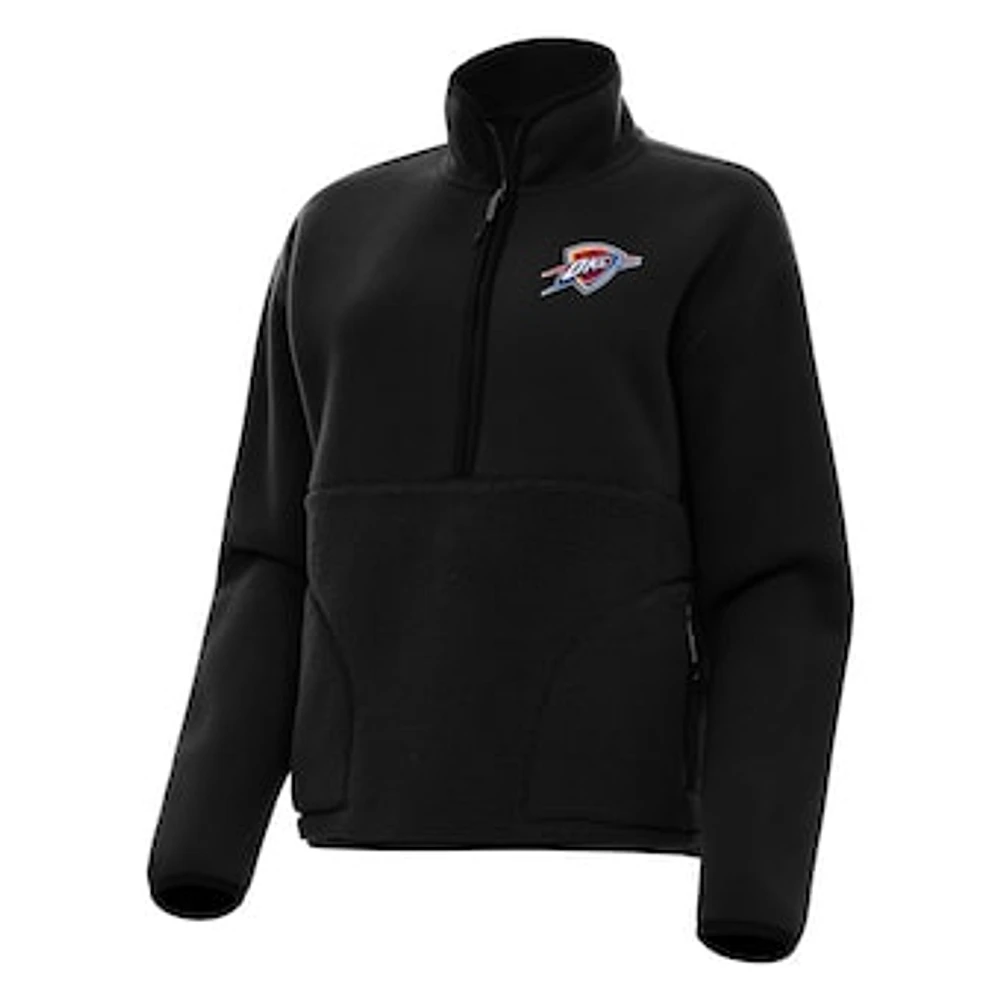 Women's Antigua Black Oklahoma City Thunder Figure Half-Zip Pullover Sweatshirt