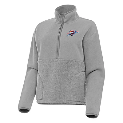 Women's Antigua Gray Oklahoma City Thunder Figure Half-Zip Pullover Sweatshirt