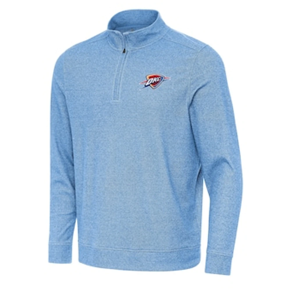 Men's Antigua Heather Powder Blue Oklahoma City Thunder Subtle Quarter-Zip Sweatshirt