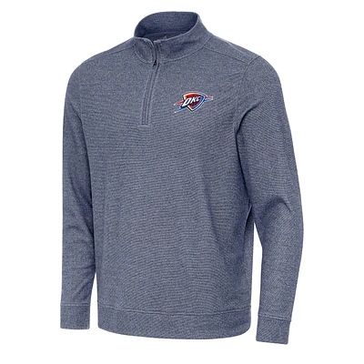 Men's Antigua Heather Navy Oklahoma City Thunder Subtle Quarter-Zip Sweatshirt