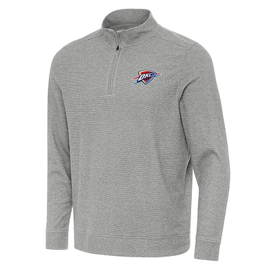 Men's Antigua Heather Oklahoma City Thunder Subtle Quarter-Zip Sweatshirt