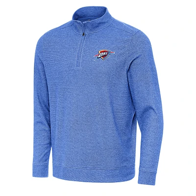 Men's Antigua Heather Royal Oklahoma City Thunder Subtle Quarter-Zip Sweatshirt