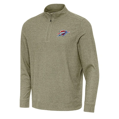Men's Antigua Olive Oklahoma City Thunder Subtle Quarter-Zip Sweatshirt
