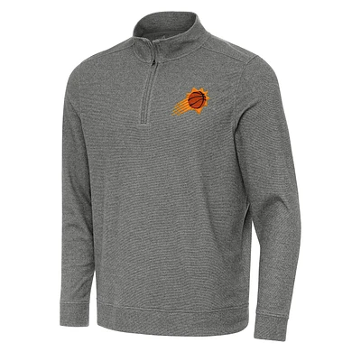 Men's Antigua Heather Black Phoenix Suns Subtle Quarter-Zip Sweatshirt