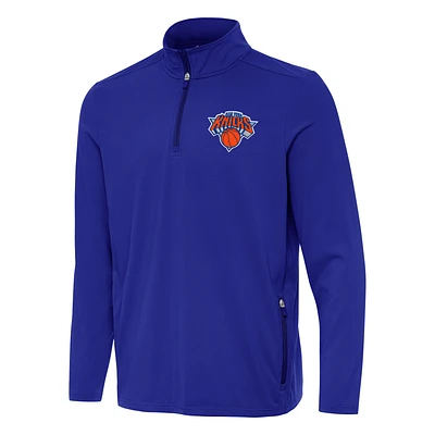 Men's Antigua Royal New York Knicks Perilous Quarter-Zip Sweatshirt