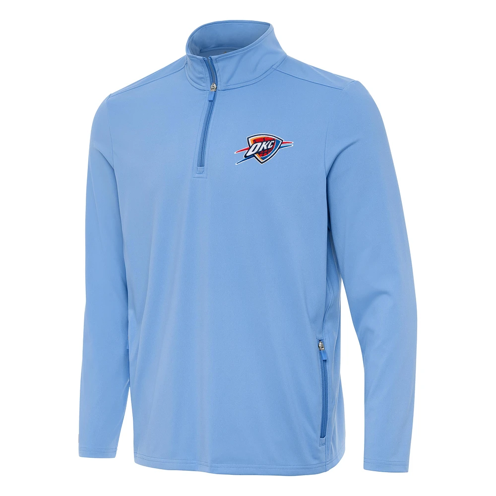 Men's Antigua Powder Blue Oklahoma City Thunder Perilous Quarter-Zip Sweatshirt
