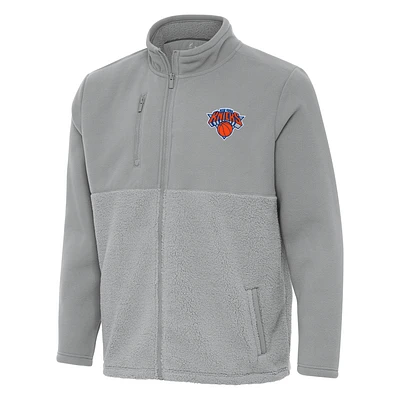 Men's Antigua Gray New York Knicks Daily Fused Full-Zip Jacket