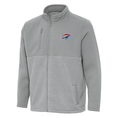 Men's Antigua Gray Oklahoma City Thunder Daily Fused Full-Zip Jacket