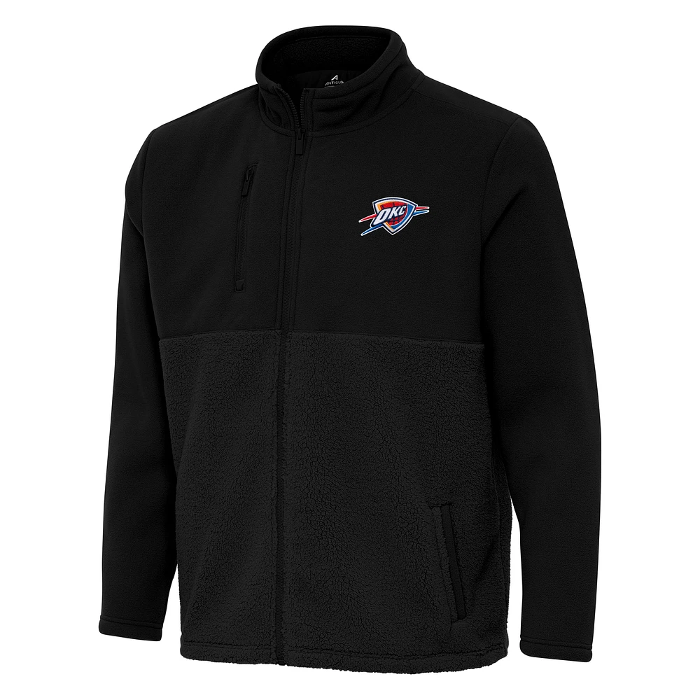Men's Antigua Black Oklahoma City Thunder Daily Fused Full-Zip Jacket