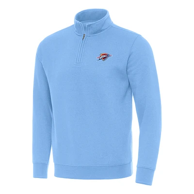 Men's Antigua Powder Blue Oklahoma City Thunder Victory Quarter-Zip Mock Sweatshirt