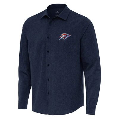 Men's Antigua Navy Oklahoma City Thunder Exposure Woven Long Sleeve Button-Up Shirt