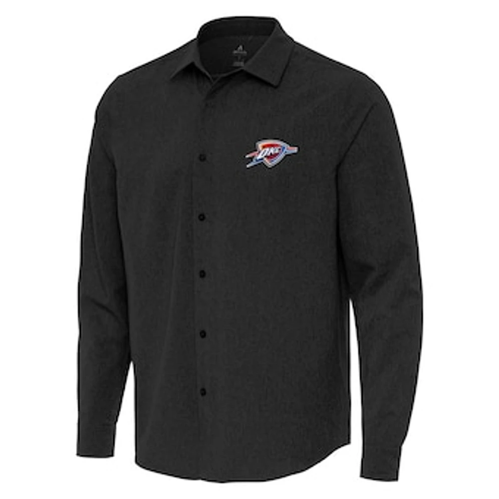 Men's Antigua Oklahoma City Thunder Exposure Woven Long Sleeve Button-Up Shirt