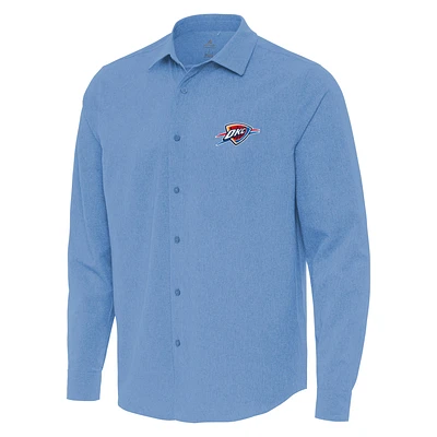 Men's Antigua Powder Blue Oklahoma City Thunder Exposure Woven Long Sleeve Button-Up Shirt