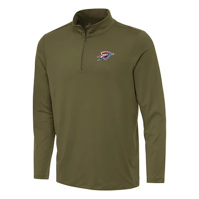 Men's Antigua Olive Oklahoma City Thunder Reprocess Quarter-Zip Top