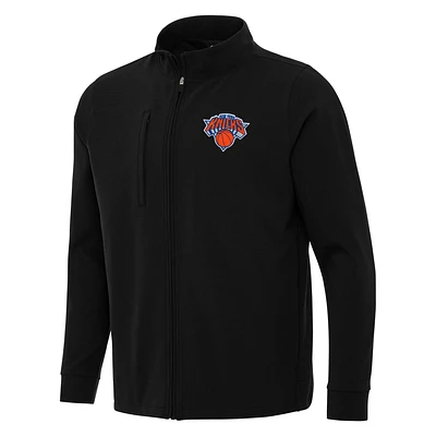 Men's Antigua Black New York Knicks Regard Full-Zip Jacket
