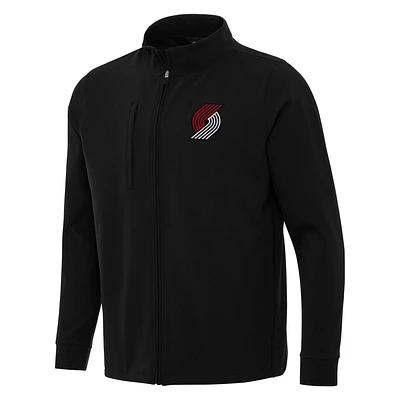 Men's Antigua Black Portland Trail Blazers Regard Full-Zip Jacket