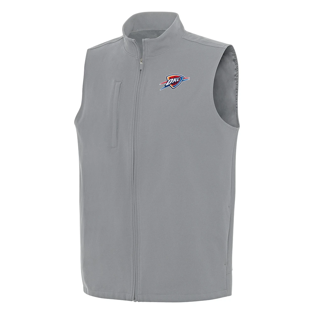 Men's Antigua Gray Oklahoma City Thunder Regard Full-Zip Vest