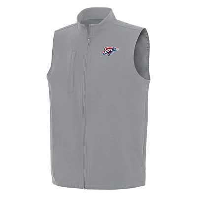 Men's Antigua Gray Oklahoma City Thunder Regard Full-Zip Vest