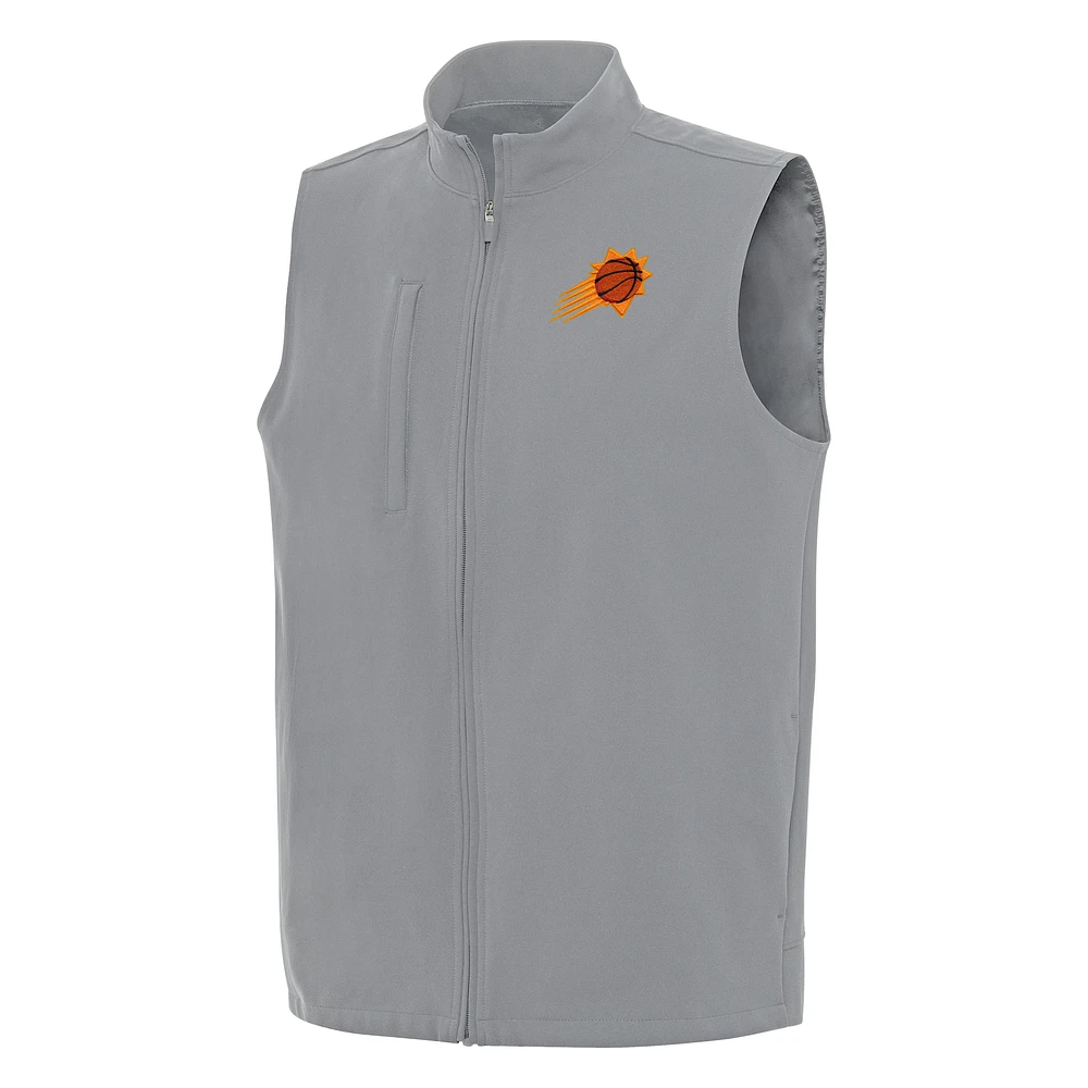 Men's Antigua Gray Phoenix Suns Regard Full-Zip Vest
