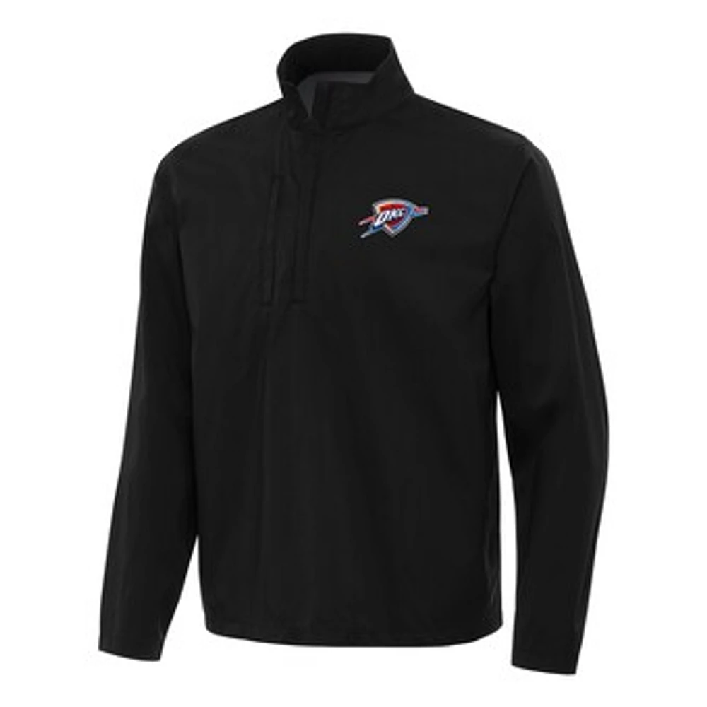 Men's Antigua Black Oklahoma City Thunder Brisk Quarter-Zip Windbreaker