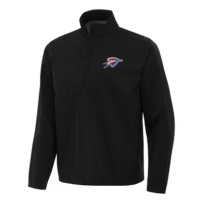 Men's Antigua Black Oklahoma City Thunder Brisk Quarter-Zip Windbreaker