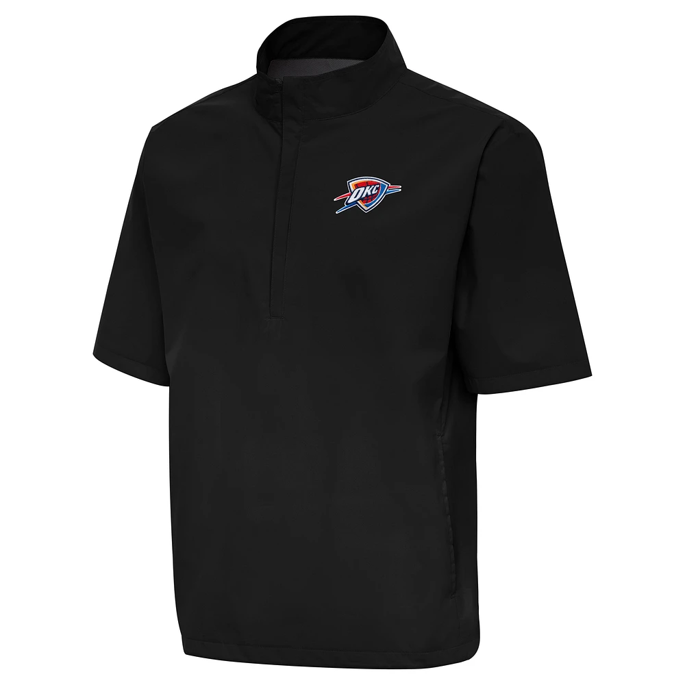 Men's Antigua Black Oklahoma City Thunder Brisk Quarter-Zip Windbreaker