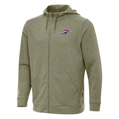 Men's Antigua Olive Oklahoma City Thunder Effortless Full-Zip Hoodie Jacket