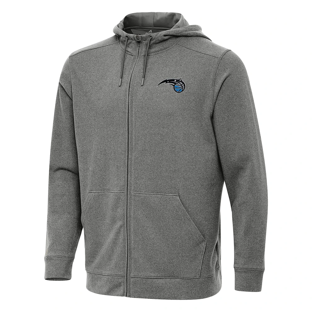 Men's Antigua Heather Charcoal Orlando Magic Effortless Full-Zip Hoodie Jacket