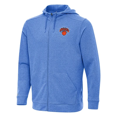 Men's Antigua Heather New York Knicks Effortless Full-Zip Hoodie Jacket