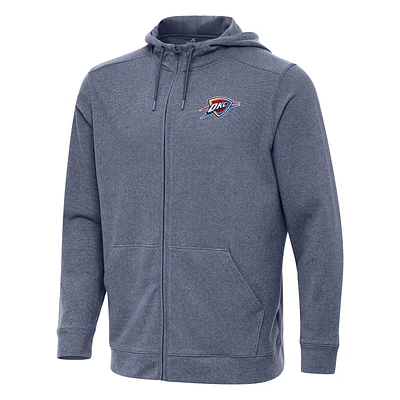 Men's Antigua Heather Navy Oklahoma City Thunder Effortless Full-Zip Hoodie Jacket