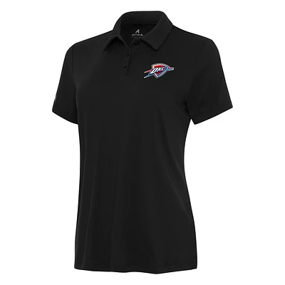 Women's Antigua Black Oklahoma City Thunder Reprocess Polo