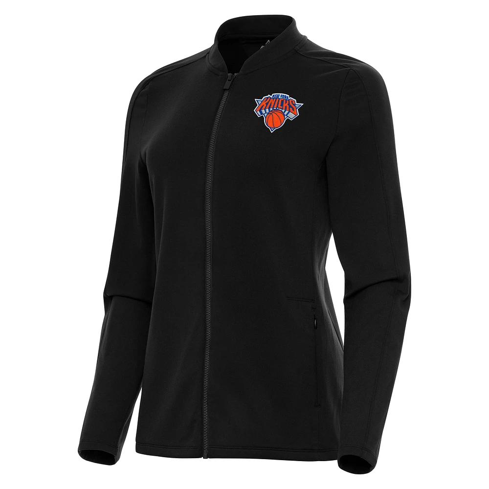 Women's Antigua Black New York Knicks Continual Full-Zip Jacket