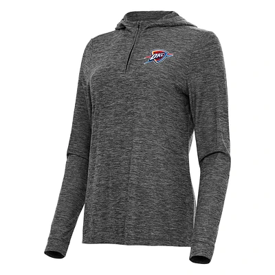 Women's Antigua Heather Oklahoma City Thunder Daybreak Quarter-Zip Hoodie