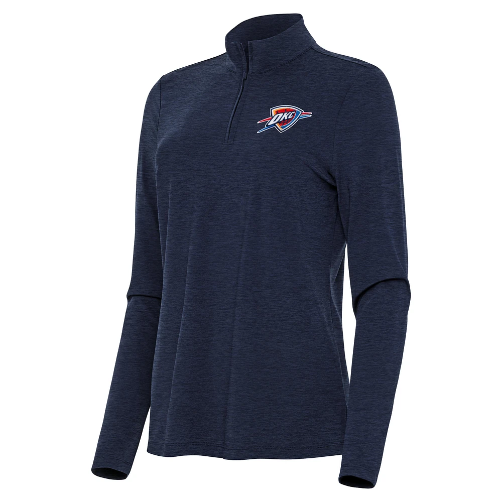 Women's Antigua Heather Navy Oklahoma City Thunder Bright Quarter-Zip Top