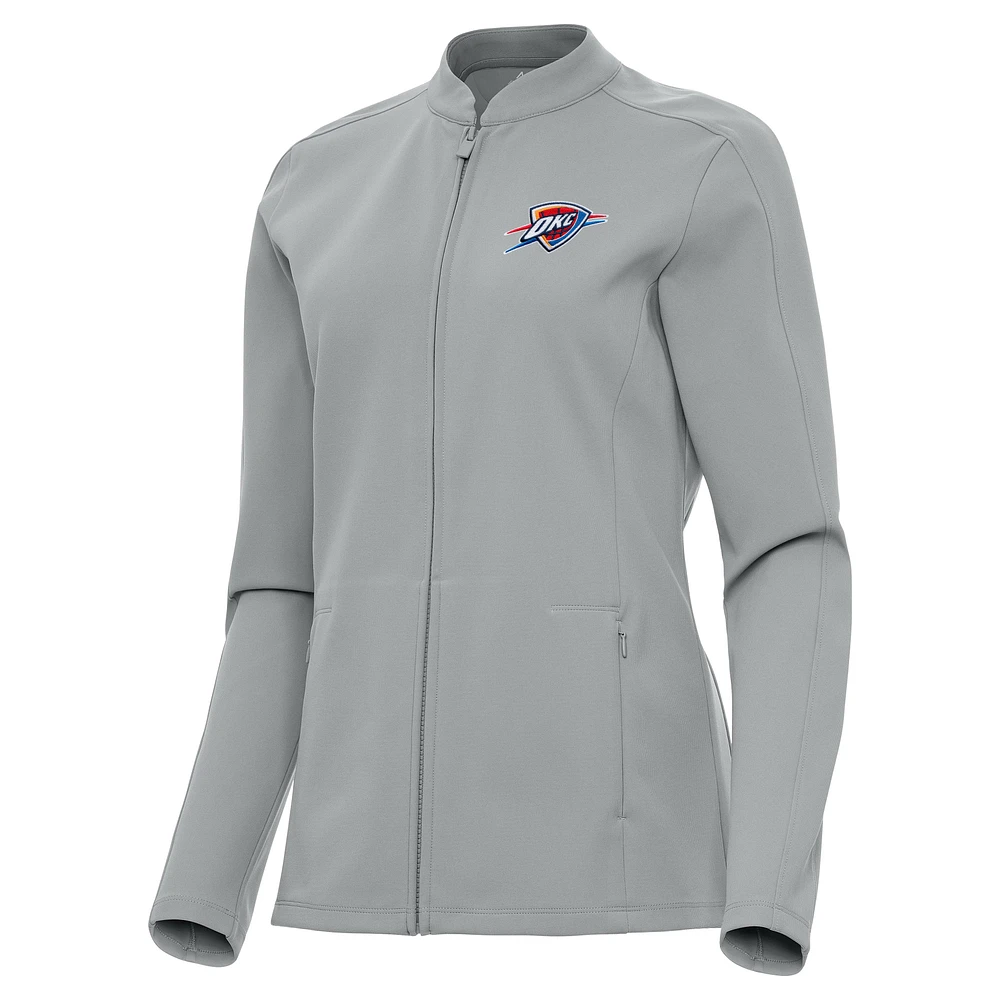 Women's Antigua Gray Oklahoma City Thunder Regard Full-Zip Jacket