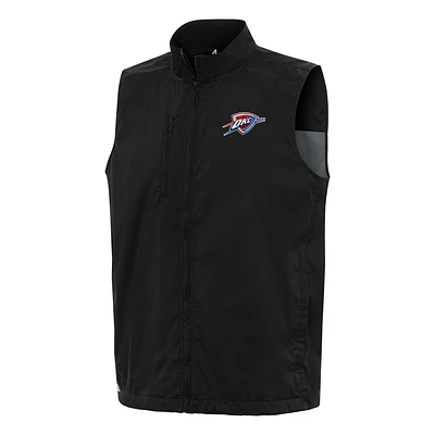 Men's Antigua Black Oklahoma City Thunder Brisk Full-Zip Vest