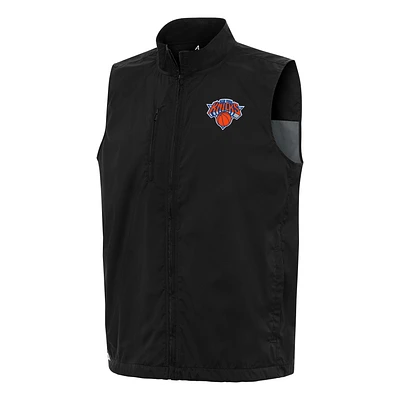 Men's Antigua Black New York Knicks Brisk Full-Zip Vest