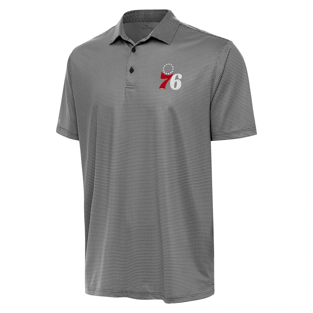 Men's Antigua Black/White Philadelphia 76ers Rings Polo