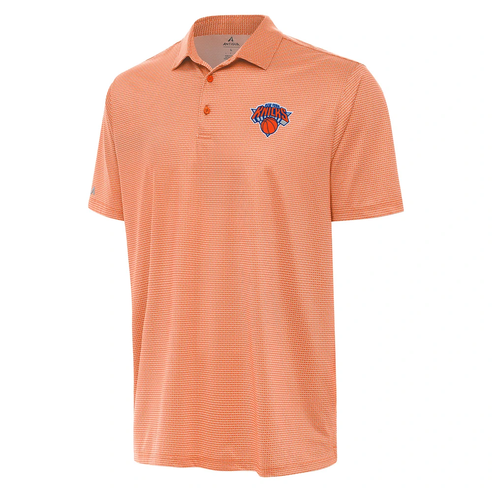 Men's Antigua Orange/White New York Knicks Rings Polo