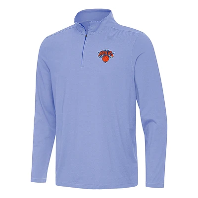 Men's Antigua Royal New York Knicks Twine Quarter-Zip Top