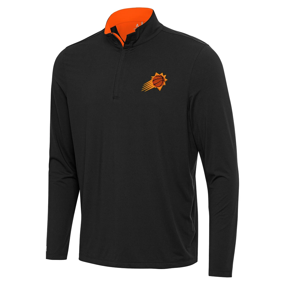 Men's Antigua Black/Orange Phoenix Suns Content Quarter-Zip Top